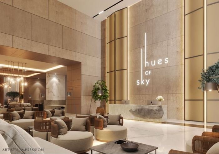 Grand double-height lobby